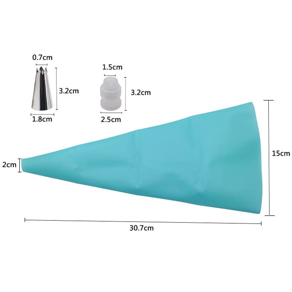 26/8-Piece Silicone Pastry Bag Set – Reusable Icing Bags with 24 Decorating Nozzles for Cake Design