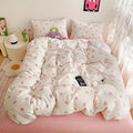 3-Piece Pink Bow Bedding Set – Breathable Duvet Cover with 2 Pillowcases, Comfortable All-Season Bed Linen