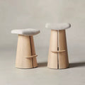 Nordic Solid Wood Bar Stool – Luxury Designer Kitchen Counter & Home Bar Chair