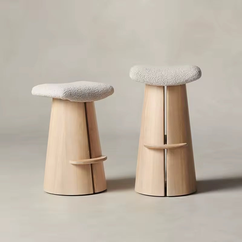 Nordic Solid Wood Bar Stool – Luxury Designer Kitchen Counter & Home Bar Chair