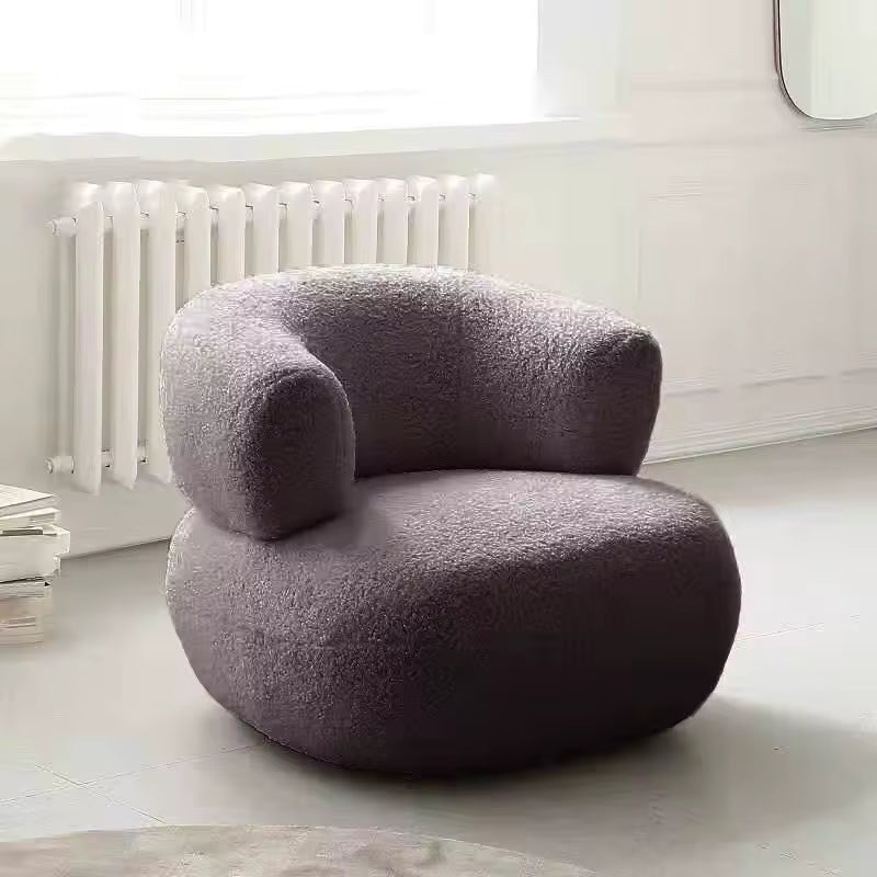 Nordic Lamb Wool Accent Chair – Cozy Single Sofa for Living Room, Bedroom & Balcony