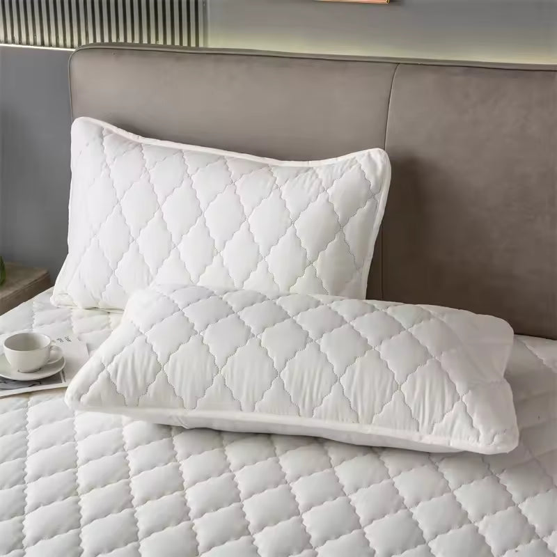 Brushed Cotton Waterproof Pillowcase – Soft & Breathable Padded Pillow Cover | White & Blue