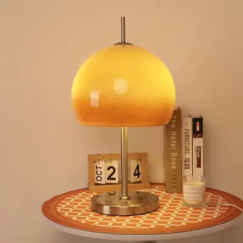 Vintage Bauhaus Mushroom Floor Lamp – Gradient Orange Glass LED Desk & Living Room Lamp