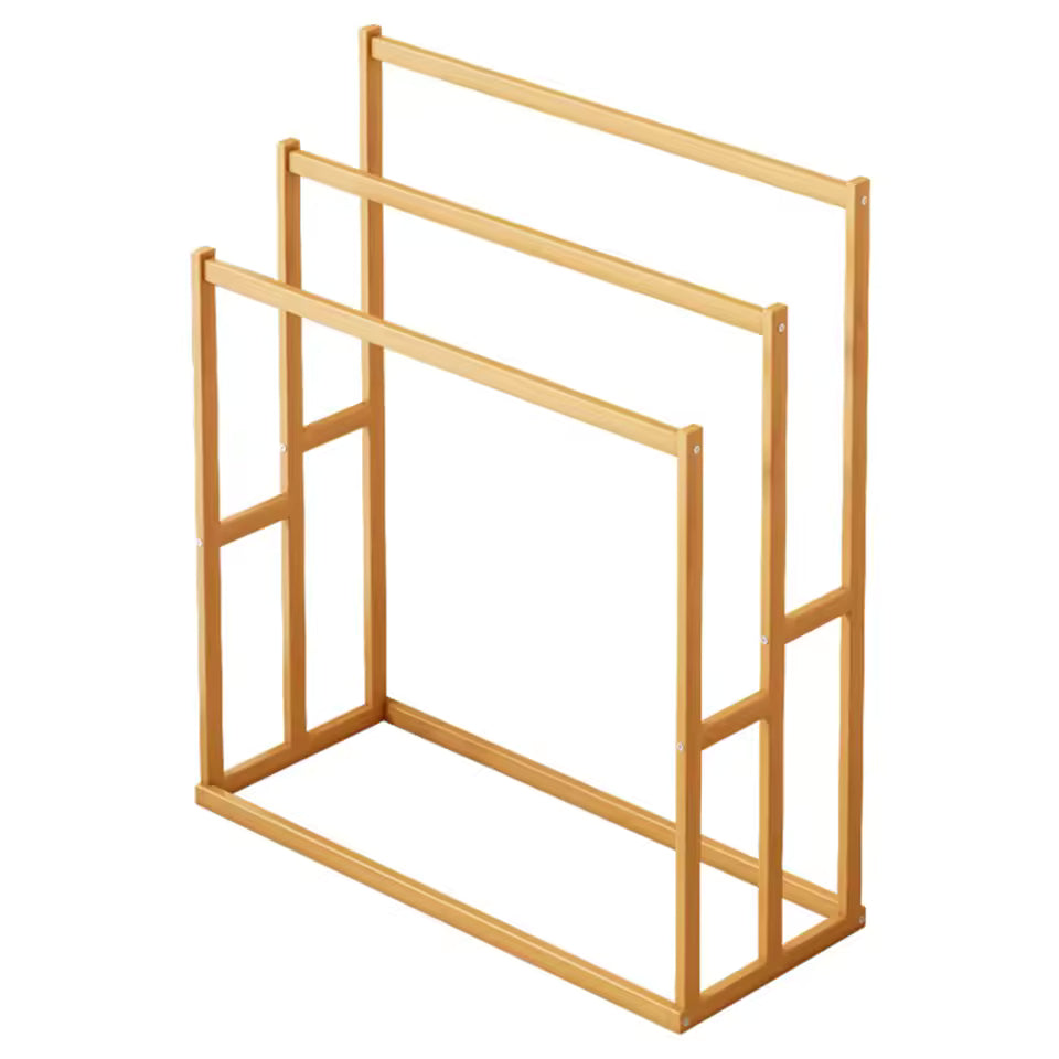 Wooden Vertical Towel Rack – 3-Tier Freestanding Bathroom Stand
