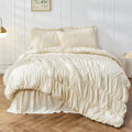 Bohemian Crinkled Bedding Set – Soft & Plush All-Season Duvet Cover & Pillowcases, Double/Queen