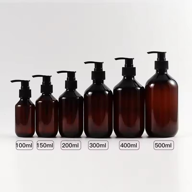 Refillable Shampoo Pump Bottles – 100ml to 500ml Plastic Dispensers for Body Wash, Lotion & Soap | Reusable Bathroom Containers for Home & Travel