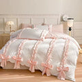 3-Piece Pink Bow Bedding Set – Comfortable Duvet Cover with Pillowcases, All-Season Bed Linen
