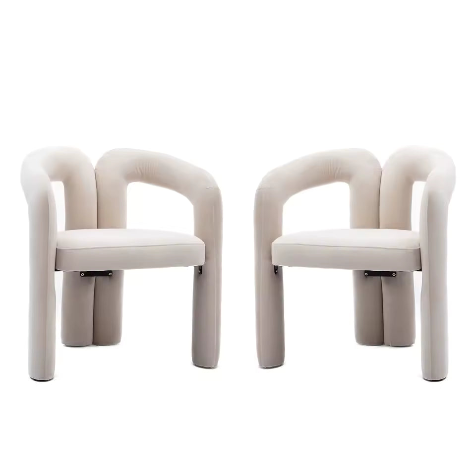 Modern Velvet Dining Chairs Set of 2 – Upholstered Seat with Solid Wood Frame & Armrests