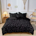 Dark Leopard Print Bedding Set – 3-Piece Luxury Duvet Cover with Pillowcases, High-Definition Animal Print Bed Linen
