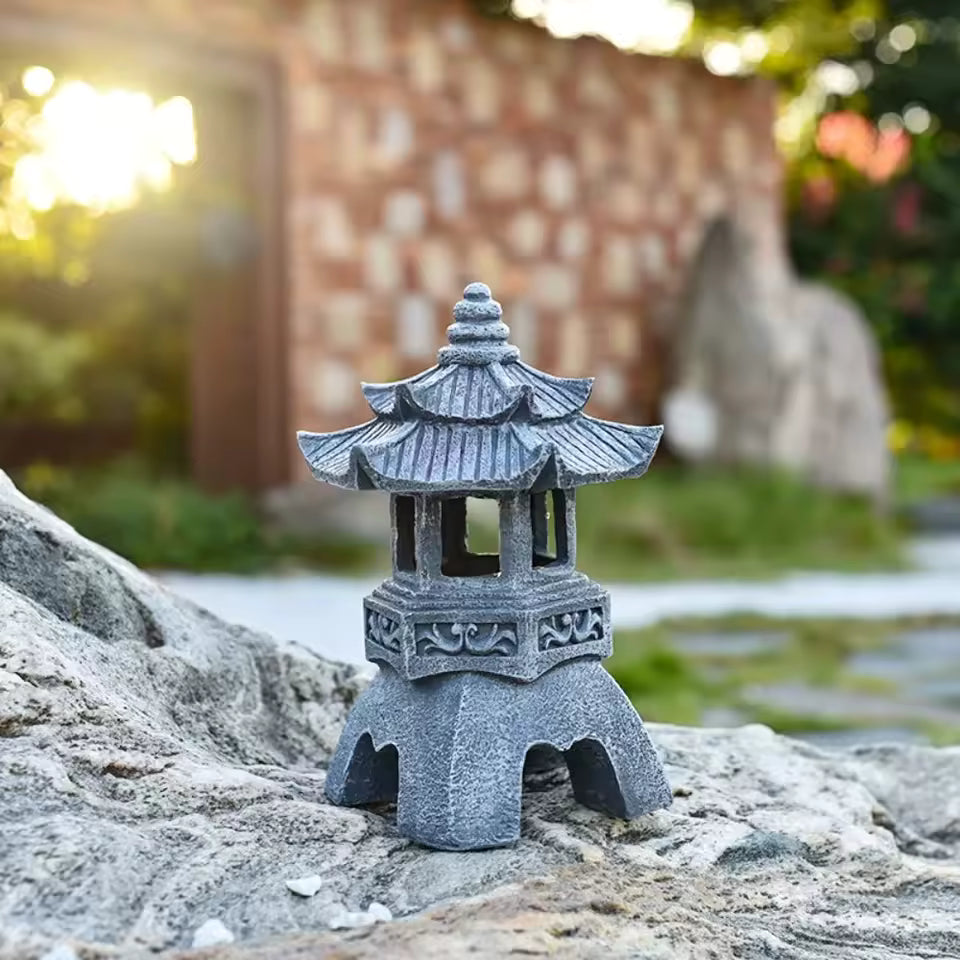 Zen Solar Pagoda Garden Light – Retro Handcrafted Sculpture for Outdoor & Balcony Decor