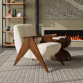 Nordic Solid Wood Leisure Chair – Medieval Style Lounge Armchair for Living Room & Balcony