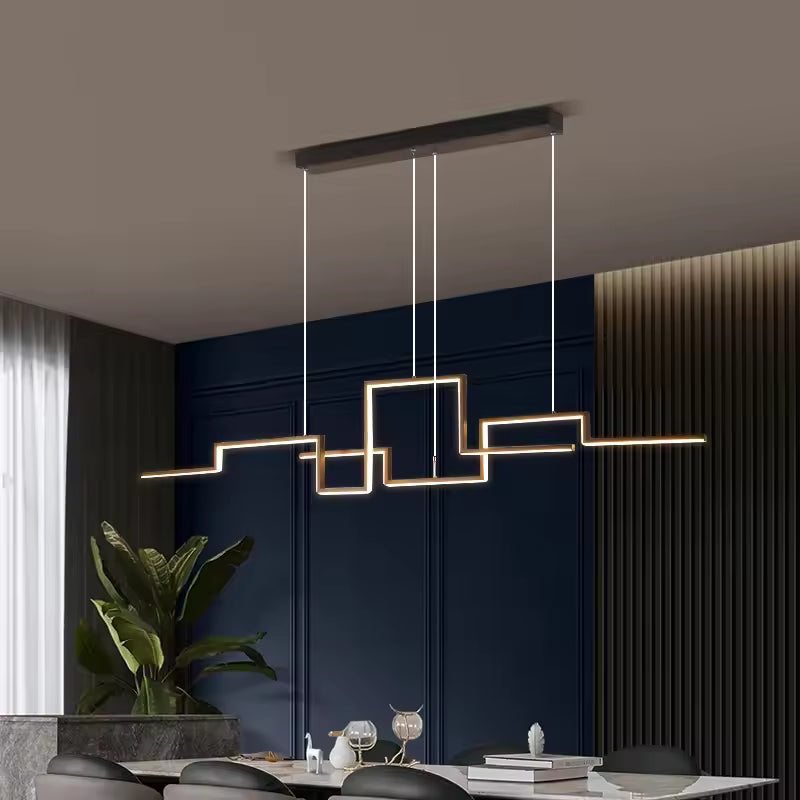 Nordic Geometric Chandelier – Minimalist Black Hanging Lamp for Living Room, Dining Room & Kitchen Island