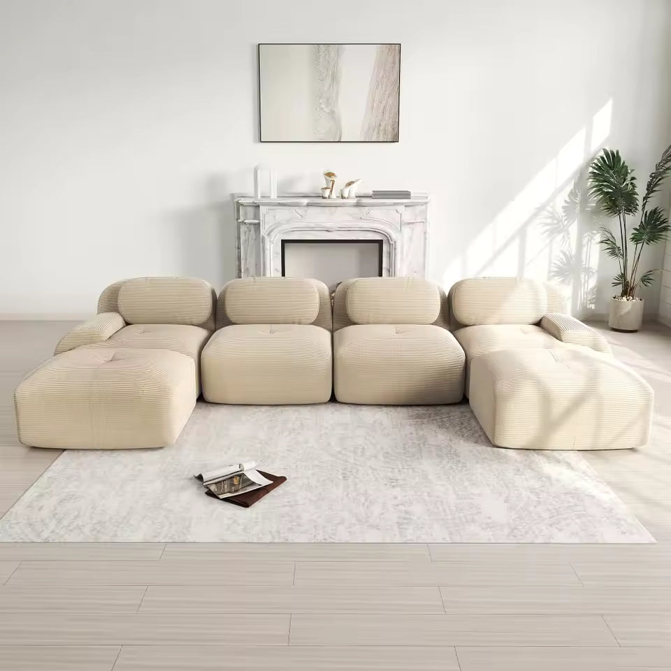 U-Shaped Sofa – No Assembly, Breathable Fabric, Wide Armrests, Pet-Friendly & Ergonomic
