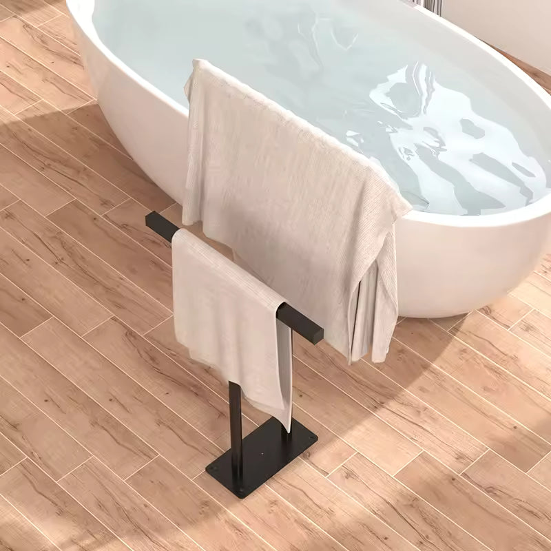 Freestanding Towel Rack – Mobile Vertical Double Bar Bathroom Stand