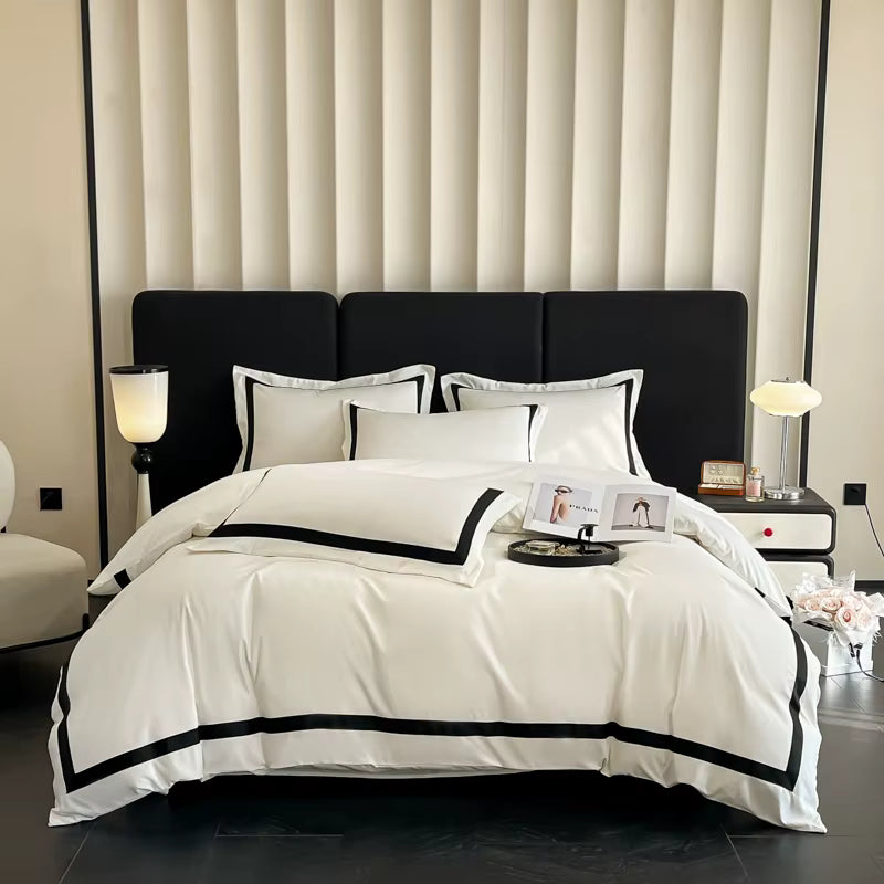 Luxury Hotel Bedding Set – 4-Piece Brushed Sheets, White Duvet Cover & Pillowcases, Queen & King Size, 2025
