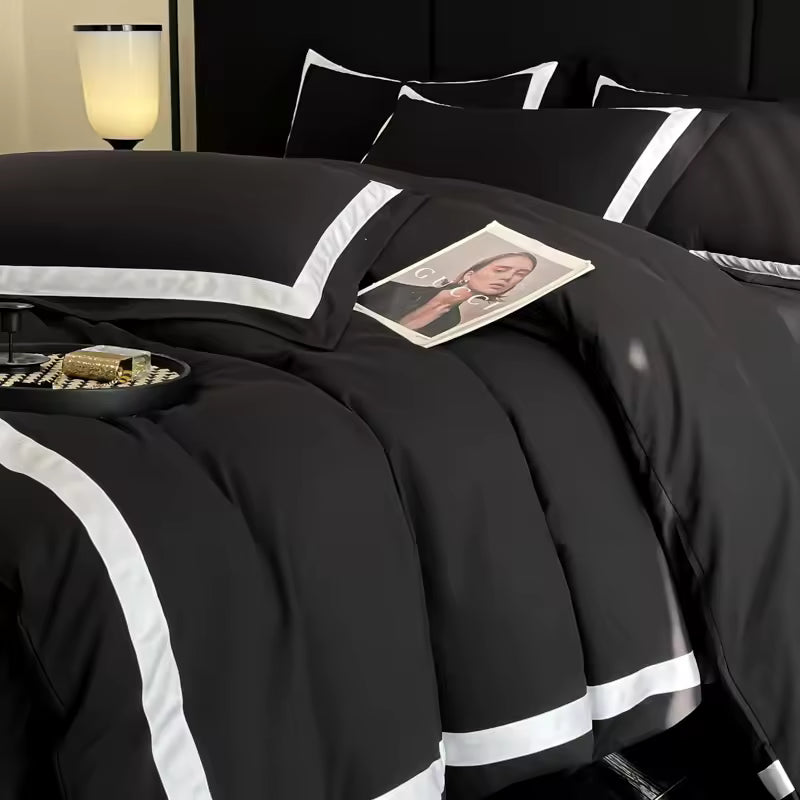Luxury Hotel Bedding Set – 4-Piece Brushed Sheets, White Duvet Cover & Pillowcases, Queen & King Size, 2025