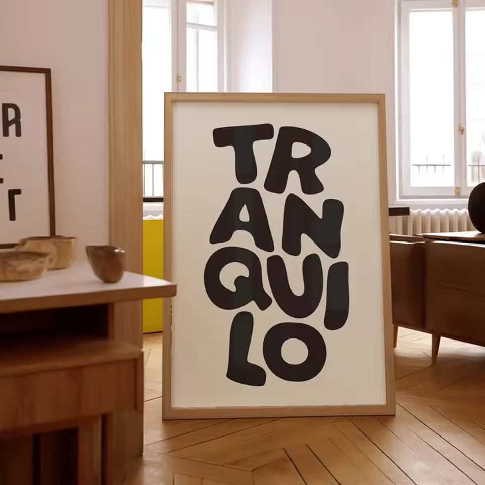 Boho Tranquilo Retro Typography Wall Art – Canvas Painting Poster for Living Room & Bedroom