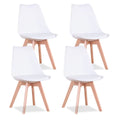 Set of 4 Nordic Dining Chairs – Padded Wooden Seats with PU Cushions, Modern Home & Office Seating