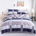 3-Piece 100% Cotton Striped Duvet Cover Set – Soft & Skin-Friendly Bedding, 1 Duvet Cover + 2 Pillowcases
