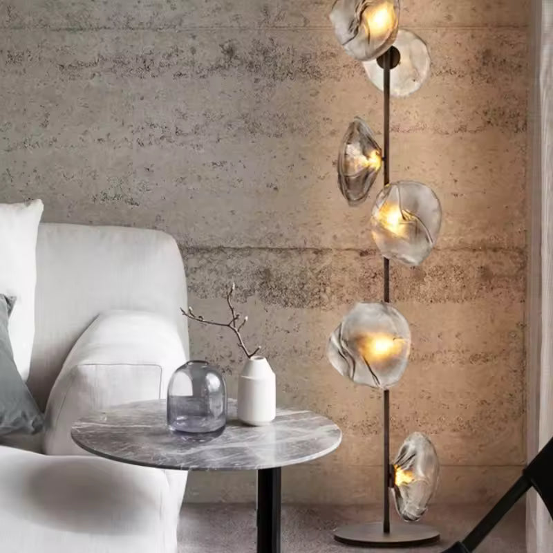 Luxury Nordic Glass Floor Lamp – Handcrafted Lava Cloud Design for Living Room & Sofa Area