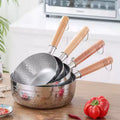 Japanese Stainless Steel Snow Pan with Wooden Handle Lid – Multi-Purpose Cooking Pot