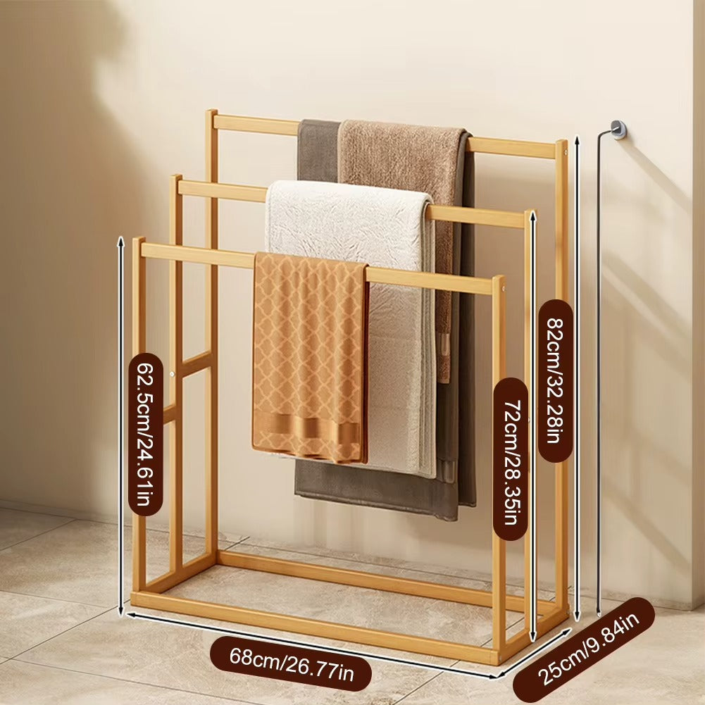 Wooden Vertical Towel Rack – 3-Tier Freestanding Bathroom Stand