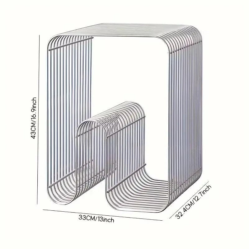 Modern Scandinavian Metal Coffee Table – Elegant Side Table with Minimalist Storage for Magazines & Books