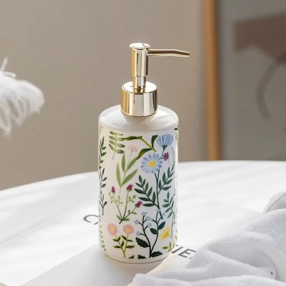 Vintage Modern Ceramic Liquid Dispenser – Regina Pump Bottle, 430ml for Kitchen & Bathroom