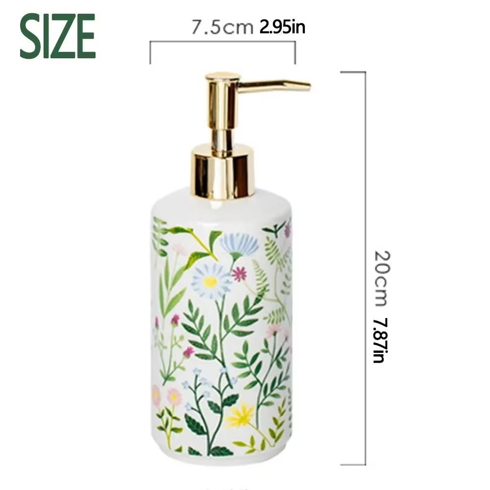 Vintage Modern Ceramic Liquid Dispenser – Regina Pump Bottle, 430ml for Kitchen & Bathroom